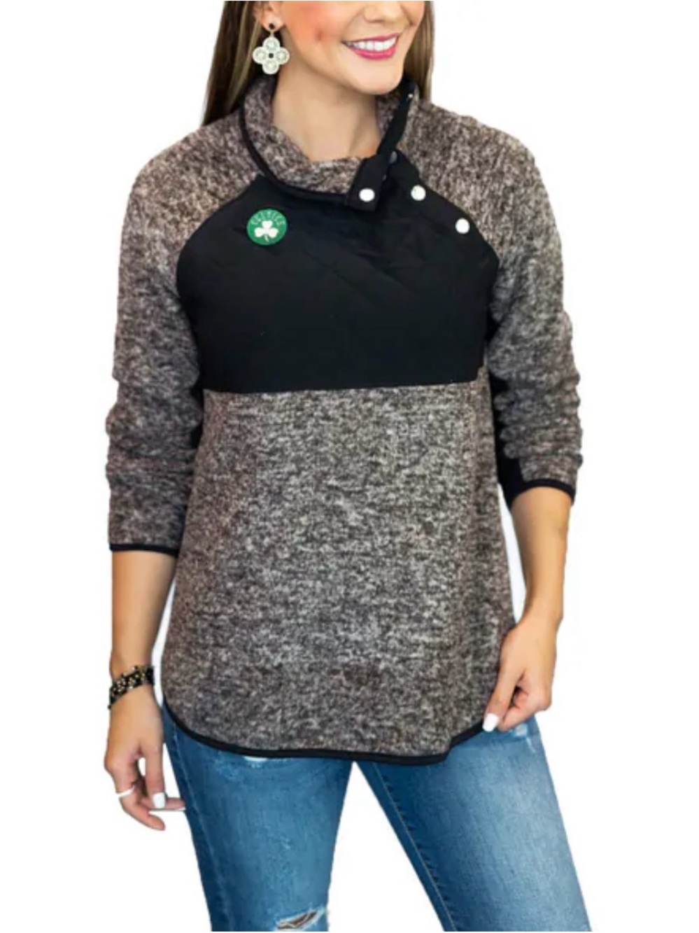 Boston Celtics Sidenote Quilted Snap-Up Pullover Jacket